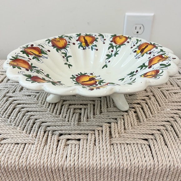 Vintage Aldo Fumanti Italian large Floral Ceramic Footed Bowl